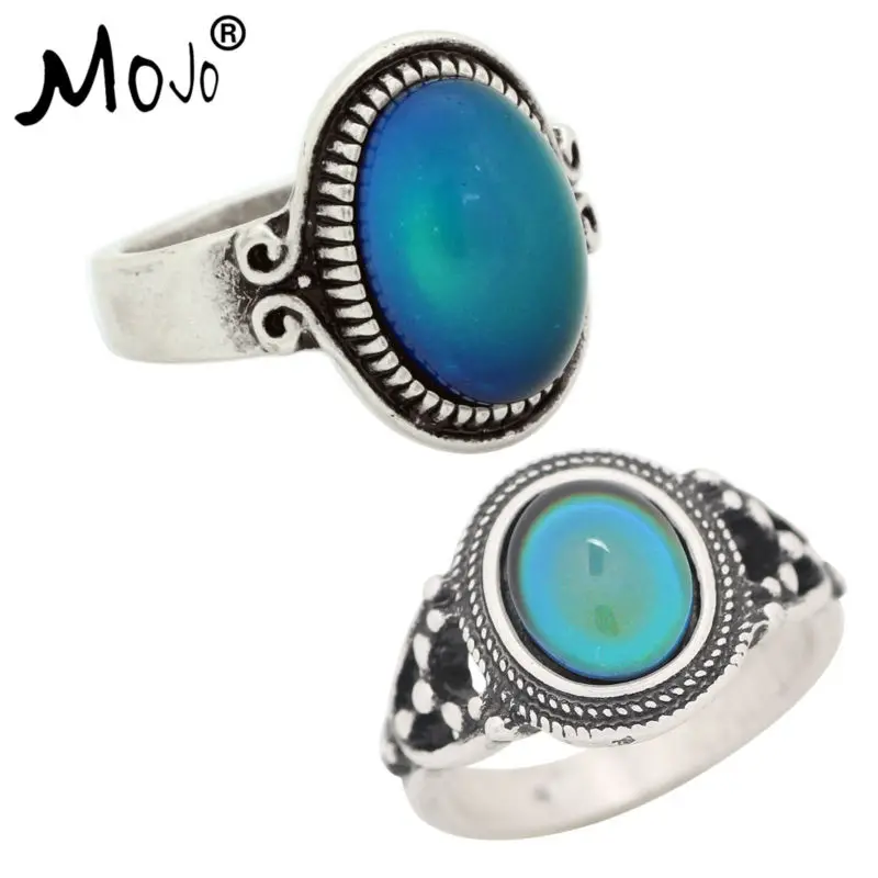 

2PCS Vintage Ring Set of Rings on Fingers Mood Ring That Changes Color Wedding Rings of Strength for Women Men Jewelry RS009-006