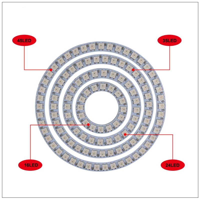 DC5V Pixel RGB светодиодный Ring 16 s 24 35 45 WS2812 5050 модуль полноцветная