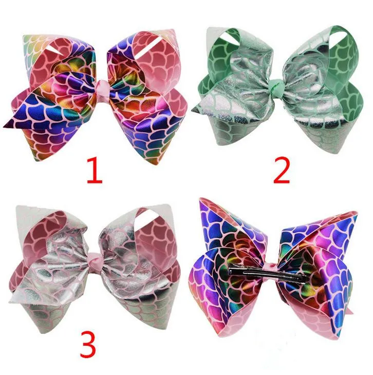 

70pcs Free shipping Holographic Mermaid hair clip Mermaid Hair Bow Fish Scale hair bow Jojobow inspired