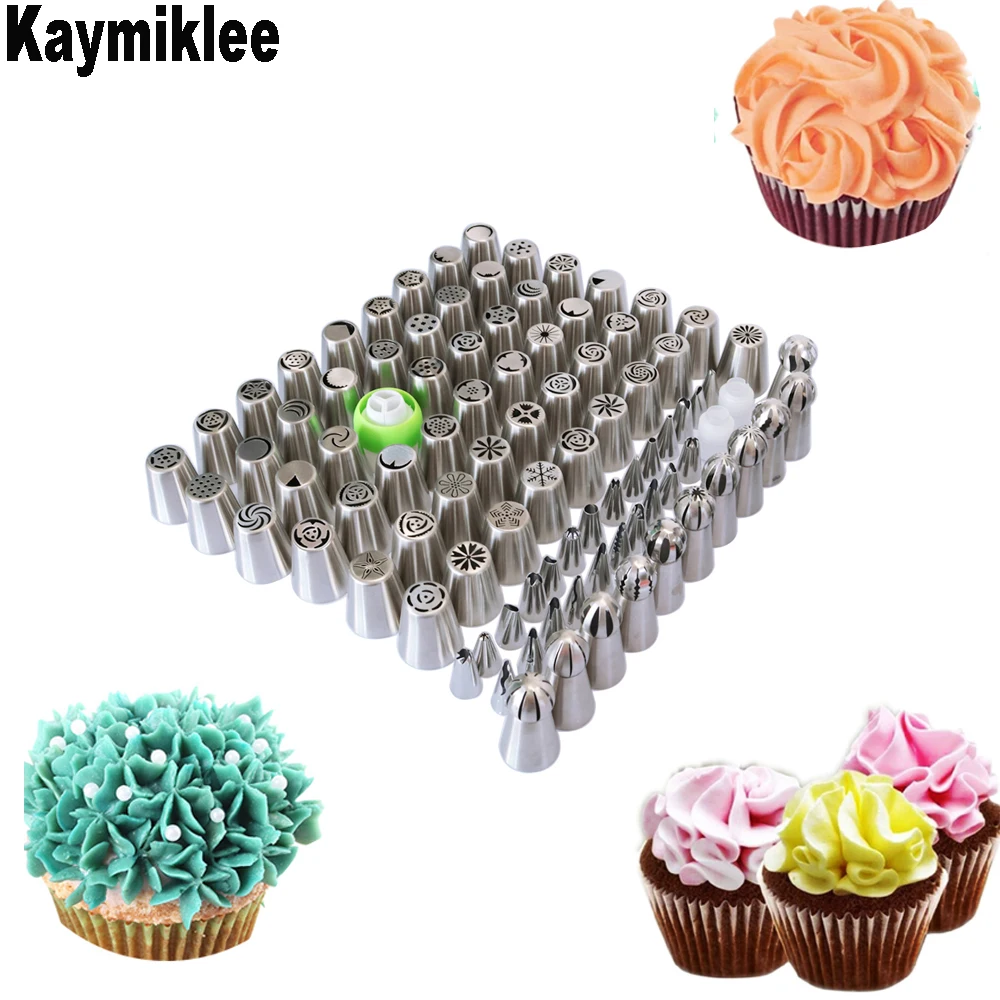 

KAYMIKLEE 95PCS/SET Nozzle Pastry Cake Icing Piping Stainless Steel Tips Pastry Cake Decoration Set CS090