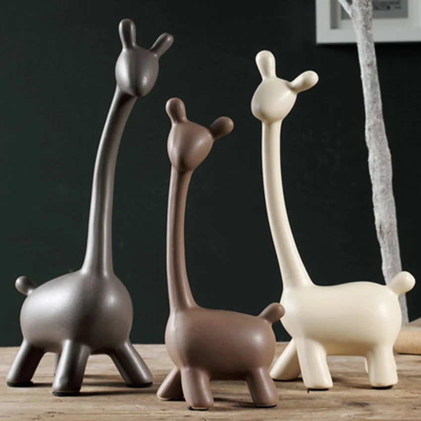 

Modern Art minimalist Deer family ceramic Figurines Miniatures animal Ceramic crafts Furnishing Articles for wedding home decor