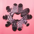 10 парлот Новая модная женская Корейская обувь; Полусапожки с кружевной оборкой, с украшением в виде кристаллов шелковые носки с высокой пяткой стекло черные сексуальные тонкие прозрачные носки