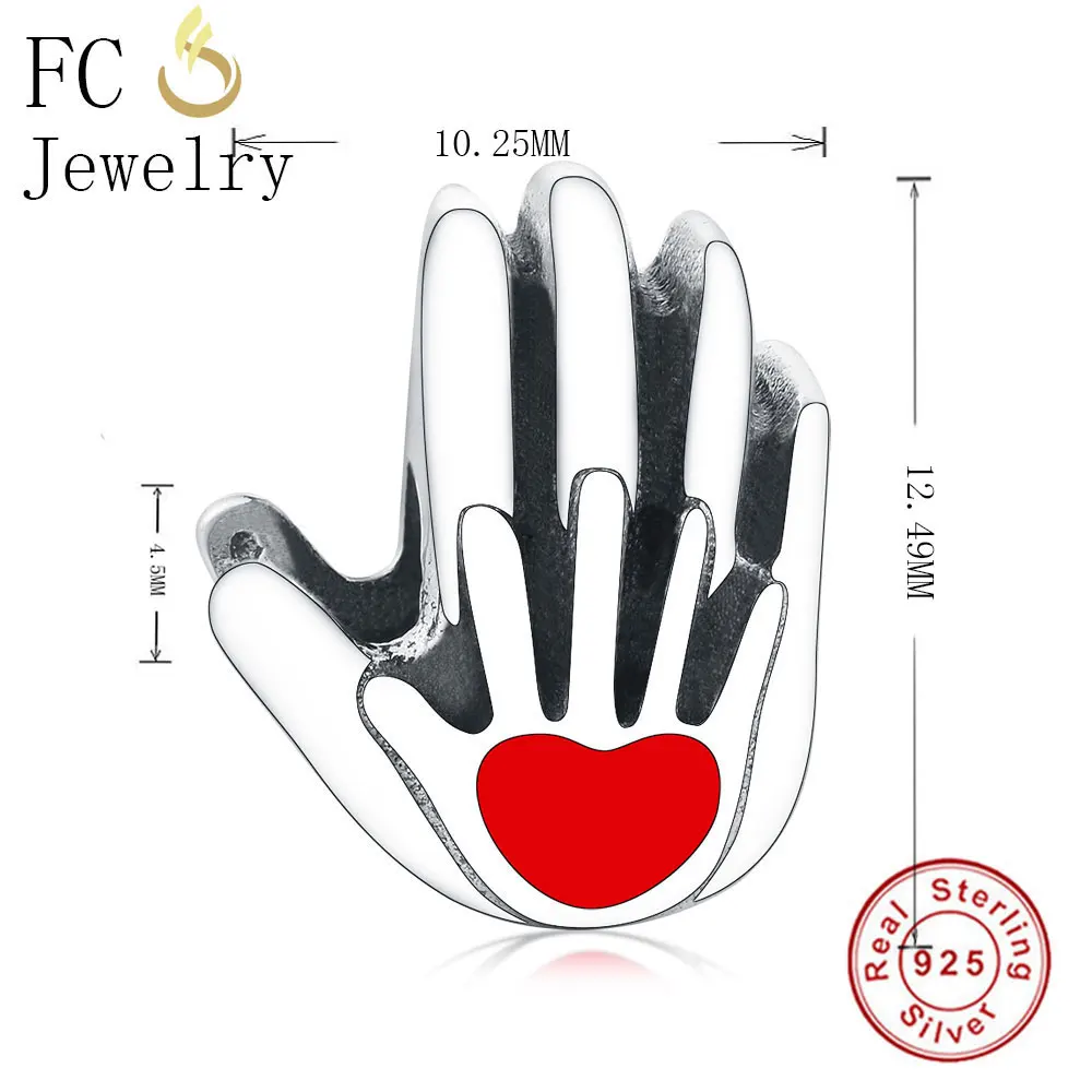 

Fit Original Charms Bracelet Bangle Berloques 925 Silver Mother And Baby Hand Bead Charm Red Heart Beads Jewelry Making