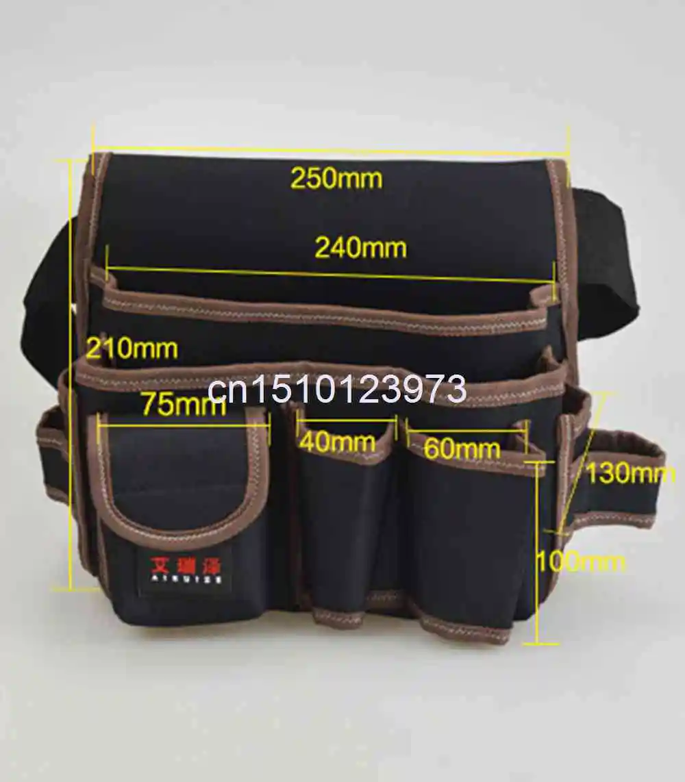 Electrician Hardware Maintenance Canvas Tool Bag Multifunction Belt Repair Pouch Oxford Cloth Waist Waterproof Carpenter Pockets |