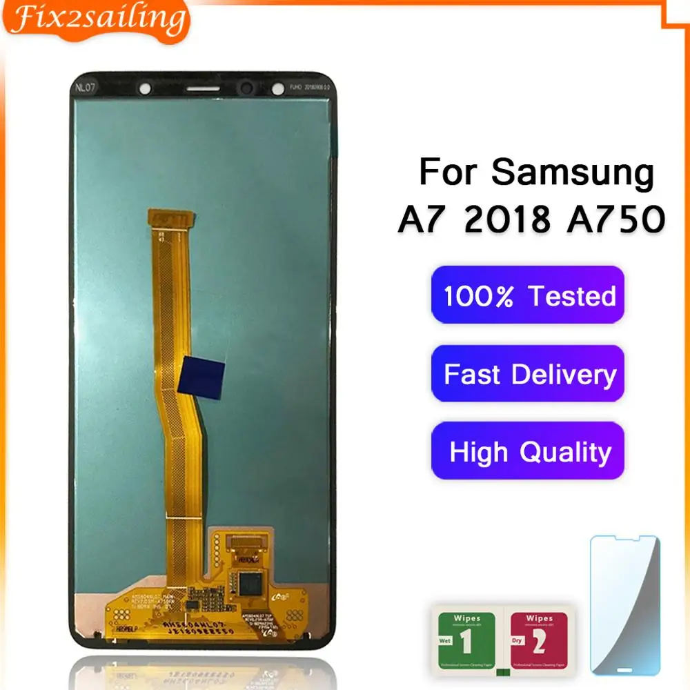 100% протестированный рабочий ЖК дисплей для Samsung Galaxy A7 2018 SM A750F A750 кодирующий