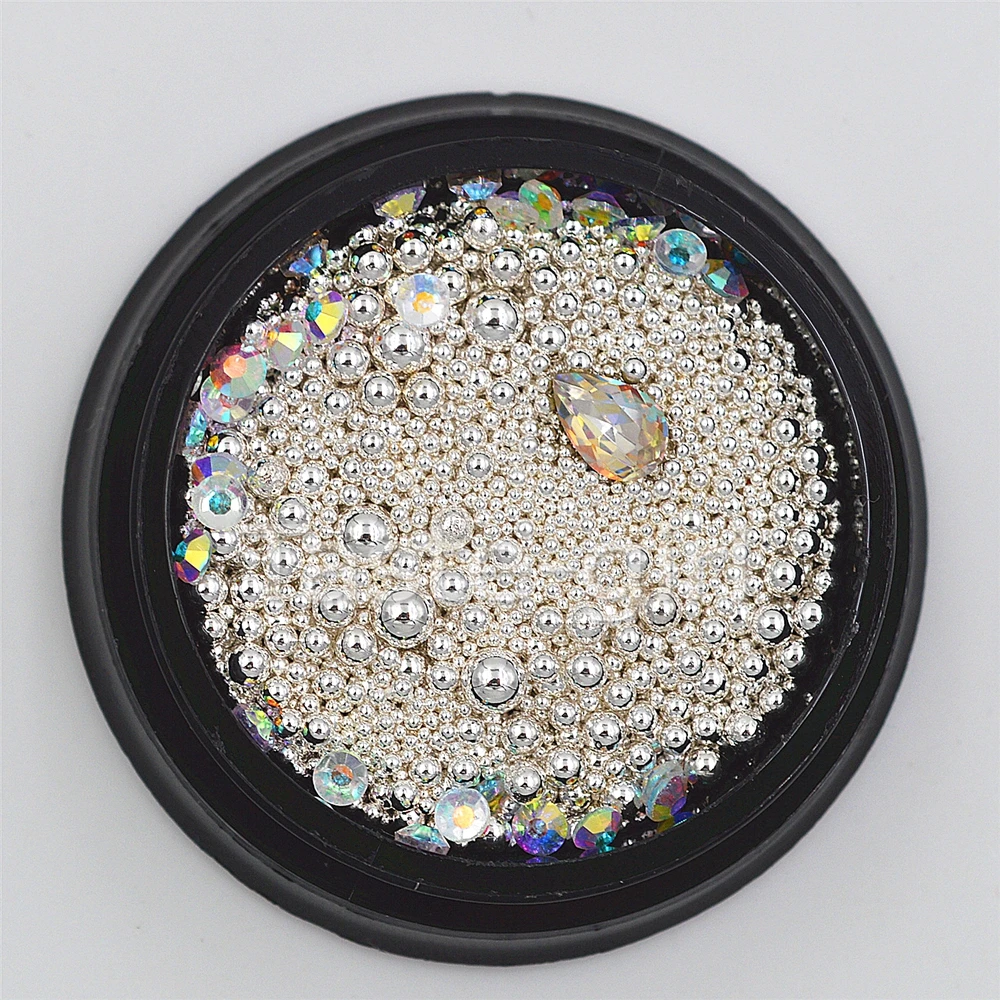 

1 jar metal Gold sliver mixed Size micro caviar beads bar line 3D Nails Art Decorations DIY Manicure accessoires tools