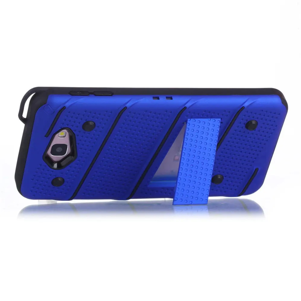 for Samsung Galaxy J7 Prime [Charm] Wave Point &amp Twill Hybrid PC+TPU Armor Case With Built in Stand Cell Phone Back Cover |