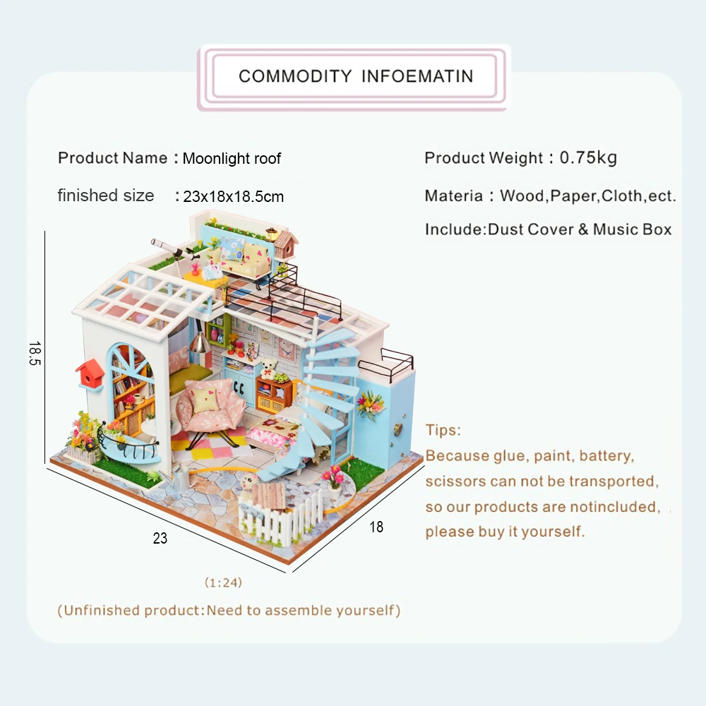 

Cutebee Casa Doll House Furniture Miniature Dollhouse DIY Miniature House Room Box Theatre Toys for Children Casa Dollhouse M20B