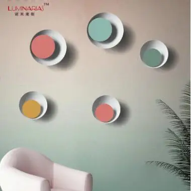Creative Nordic simple modern living room restaurant creative light in the bedroom color circular macaroon eclipse wall lamp | Лампы и
