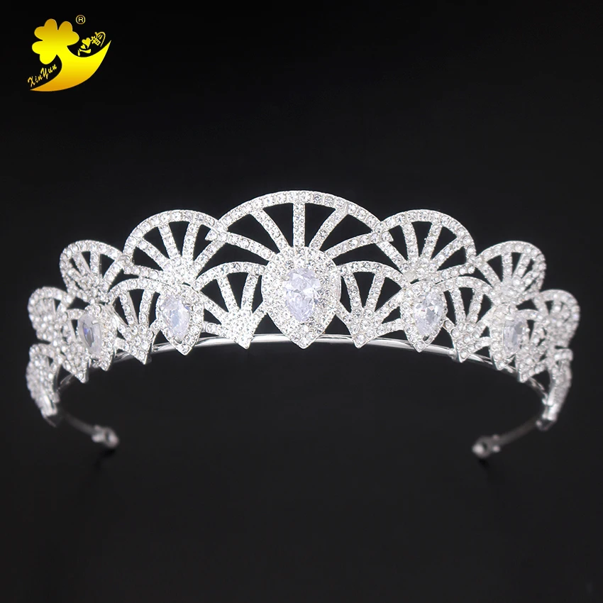 Xinyun Fashion Jewelry Blue Tiara Rhinestones Hair Accessories Wedding Miss World Crown Stone Tiaras Zircon Jewellery | Украшения и