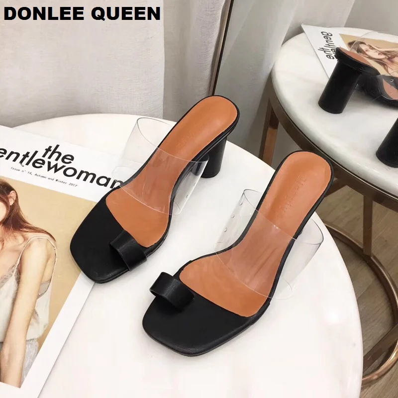 Шлепанцы DONLEE QUEEN женские прозрачные пикантные сандалии на высоком каблуке без
