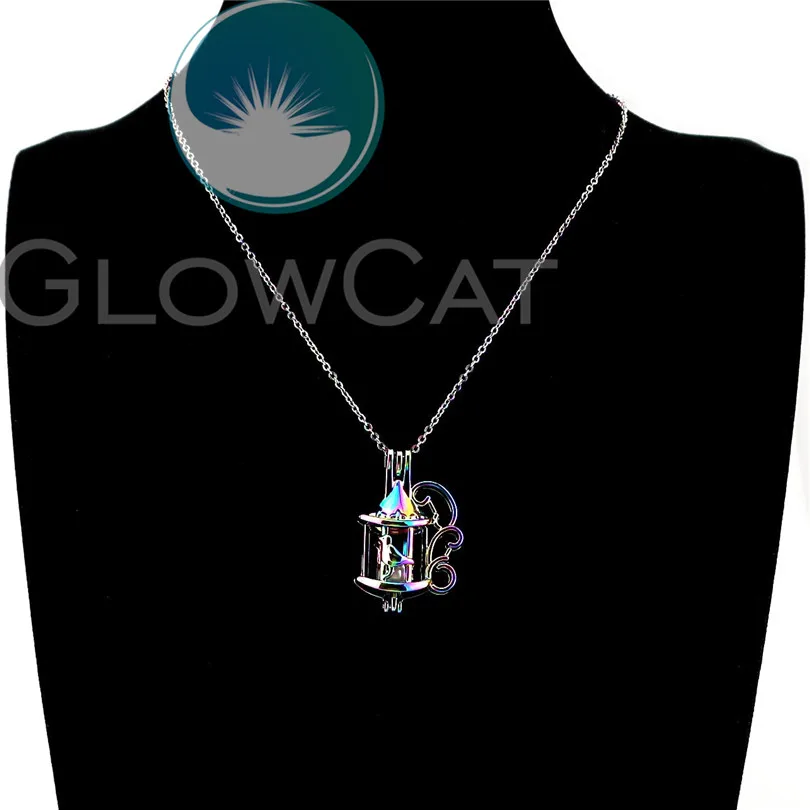 R-C687 Rainbow Colors Bird Cage Beads Pendant Perfume Diffuser Aromatherapy Pearl Locket Necklace | Украшения и аксессуары