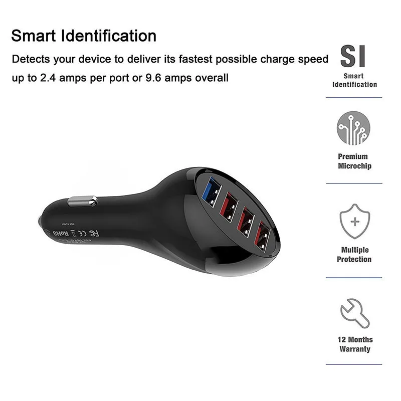 Smart 4 Порты автомобиля Зарядное устройство QC3.0 Быстрый Зарядные устройства USB
