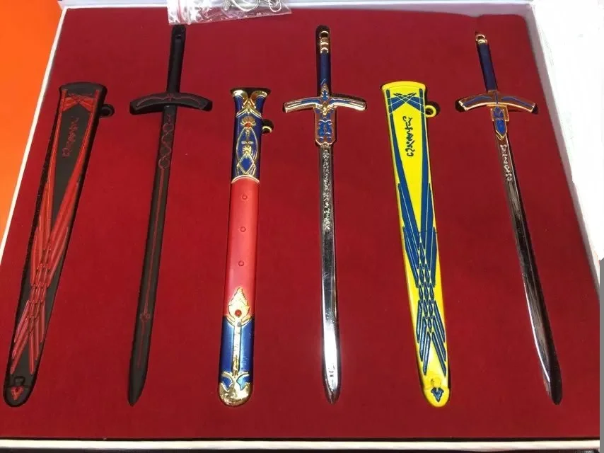 6 шт./компл. аниме Fate Stay Night Saber Косплей мечи с ножом оружие коллекционные брелки