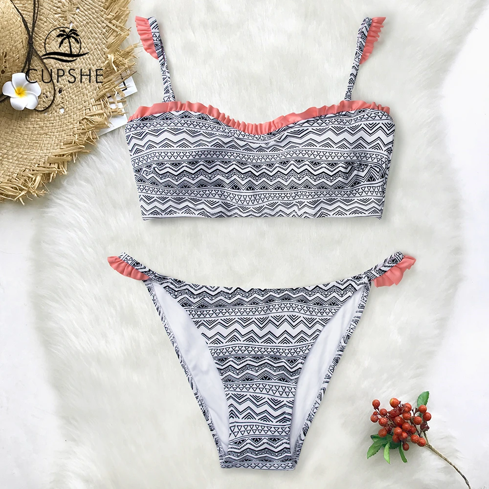 CUPSHE пикантные рюшами бикини с начесом наборы для ухода за кожей женщин Boho Танк