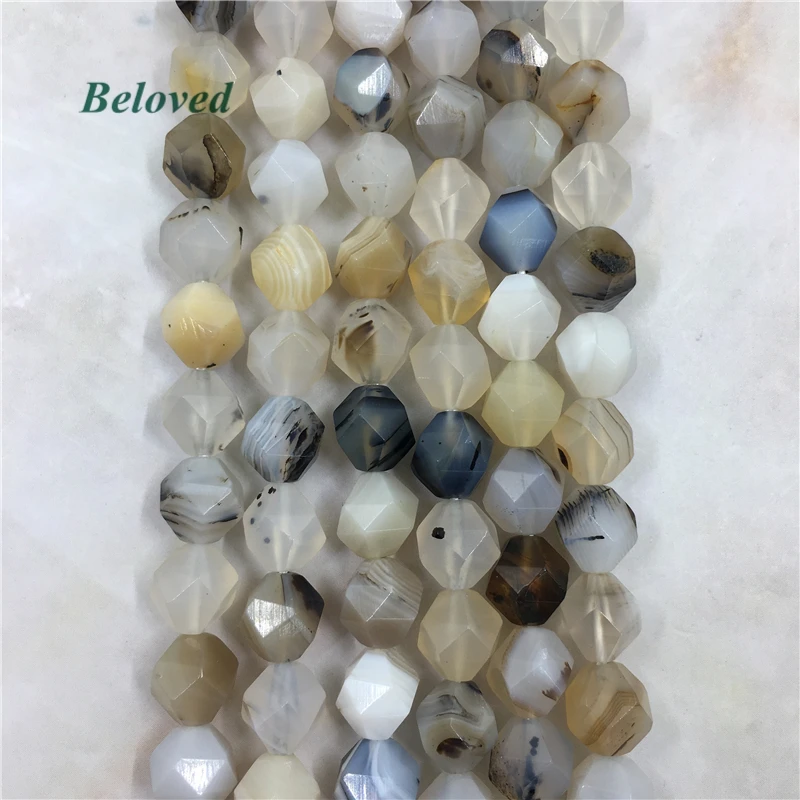 High Quality Faceted Black Flower Agates Loose Beads 15.5&quot Round Lace Agat Gems Necklace Making Strand BG18072 | Украшения и