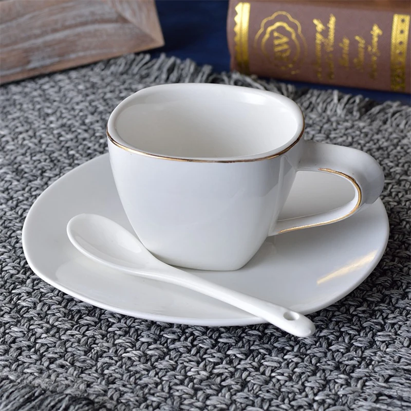 

200ml Casual Coffee Cup Set Milk Tea Cup Saucer Western Restaurant Cafe Ceramic Coffee Cup