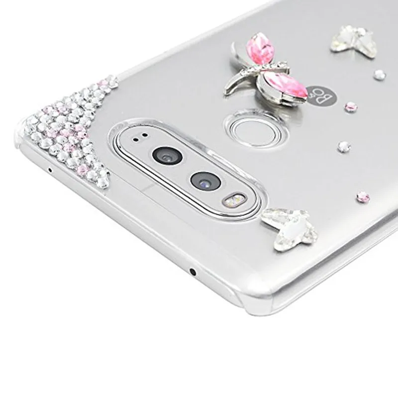 Luxury 3D Bling Rhinestone Butterfly Diamonds Case for LG V30 V20 V10 G5 G6 G8S K10 K8 2018 Q6 Q7 Stylo 4 G3 G4 Stylus 3 Plus |