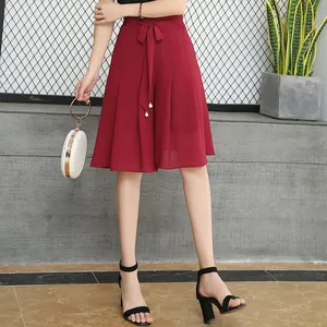 Женские шорты с высокой талией, летние повседневные плиссированные шорты с широкими штанинами, свободные, в Корейском стиле