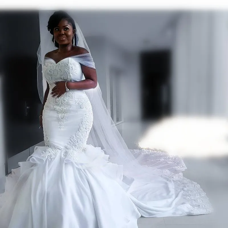 

2019 Vestido De Noiva Off The Shoulder Mermaid Wedding Dresses Vintage Crystal Beaded Wedding Dresses Chiffon Bride Gown