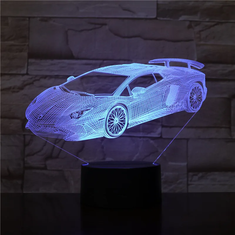 3D ночник для гоночного автомобиля настольная лампа светодиодный светодиодная 3