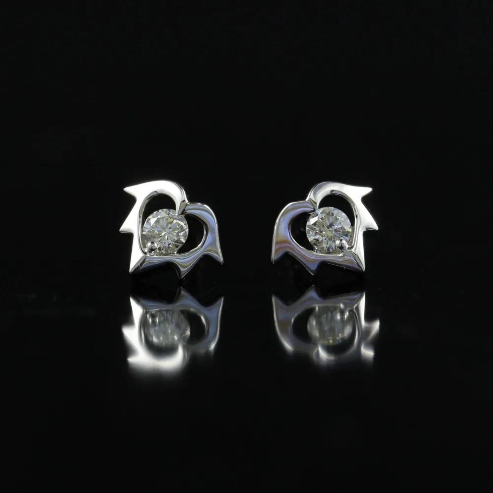 LASAMERO 0.154CT круглые серьги с натуральным бриллиантом 18K золотые бриллиантовые