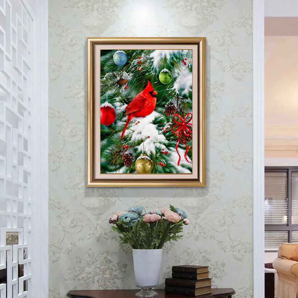 Northern Cardinal Алмазная картина животное Рождественская птица круглый полный дрель 5D Nouveaute DIY мозаика вышивка крестиком подарки