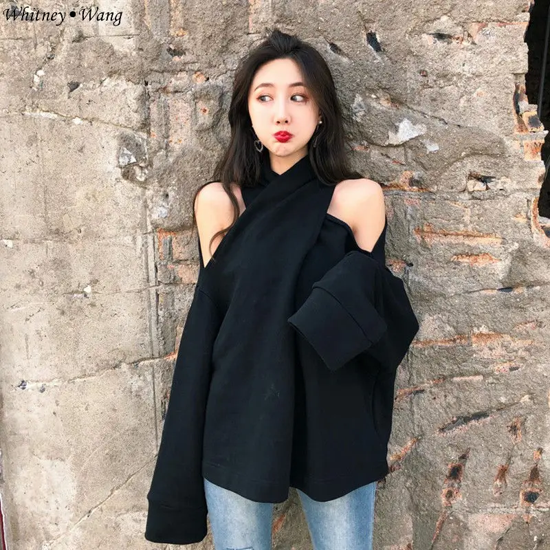 WHITNEY WANG 2018 Осенняя модная Уличная Сексуальная Открытая толстовка с открытыми
