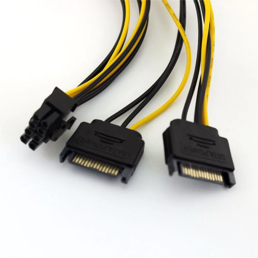 10x двойной SATA 15 контактный разъем для PCI E Express 6 + 2 8 гнездовой видео питания адаптер
