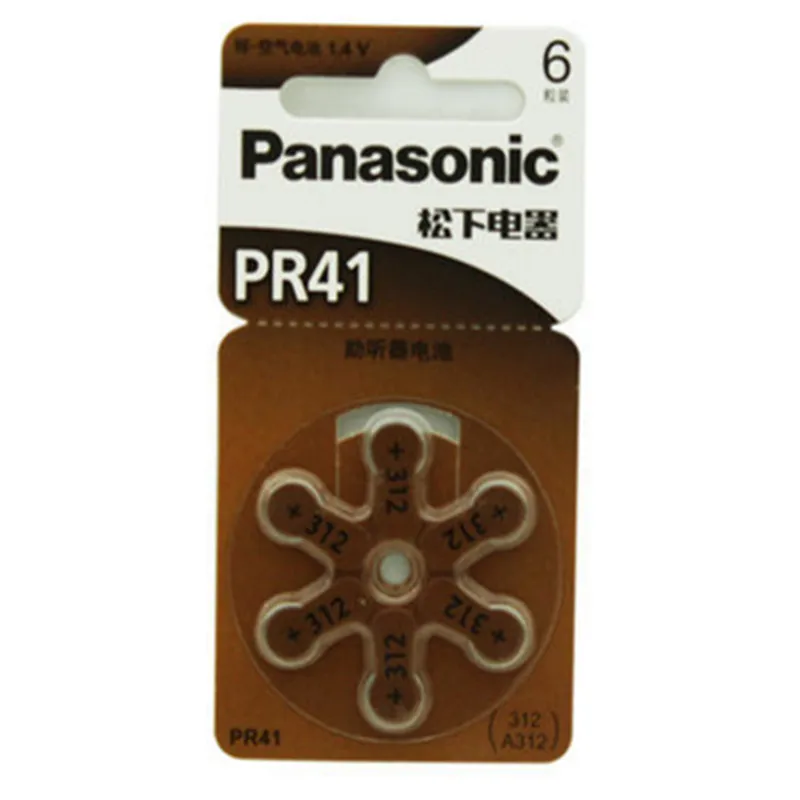 6 шт./упак. 100% Оригинальные аккумуляторы для слухового аппарата Panasonic PR41 7 9 мм * 3 312