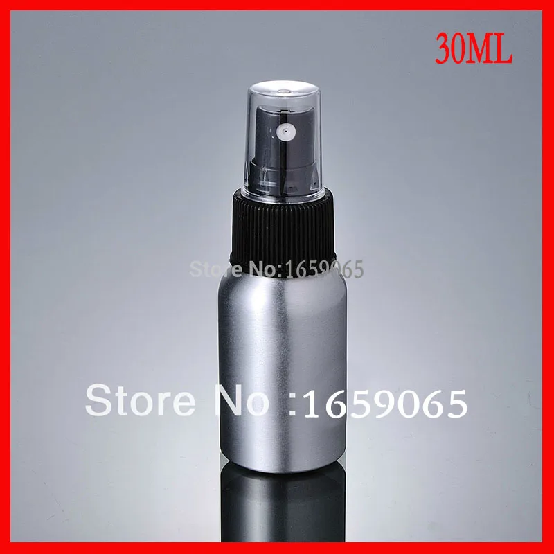 30ml Aluminium bottle pump sprayer bottle black pump spray head Aluminum metal bottle Refillable bottle mist sprayer 100pcs/lot