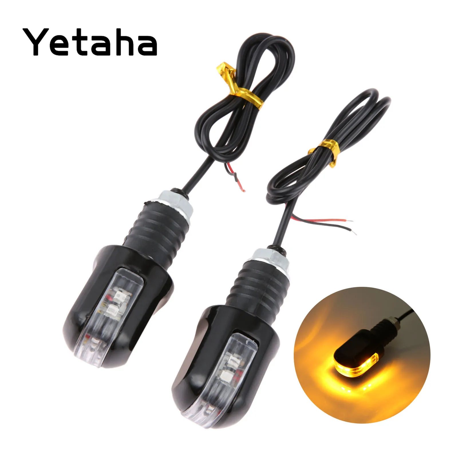 Yetaha 2 шт. 12 В мотоциклетный Руль конец сигнала поворота светодиодный светильник