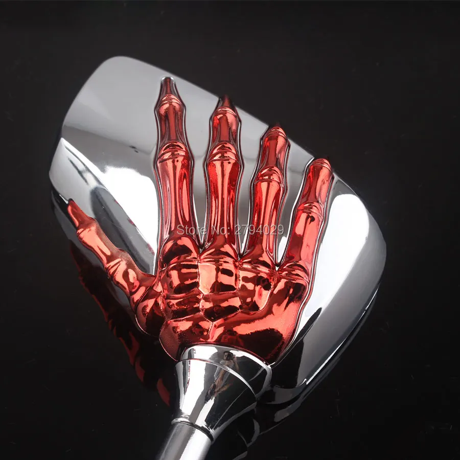 Red Chrome Skeleton Universal Scooter ATV MOTORCYCLE SKULL MIRRORS 8MM 10MM | Автомобили и мотоциклы