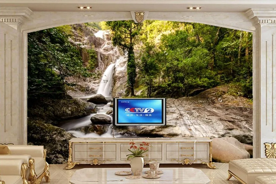 Настенные 3d обои для гостиной дивана водопада в джунглях|murals nature|wall murals naturecustom wall