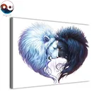 HD печать 1 Панель Холст Картина Лев Любовь братья белый от JoJoes художественные настенные картины для гостиной плакаты и принты