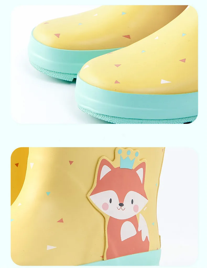 

Boys Girls Rain Boots Animal Embroidered Safety Reflective Strip Waterproof Rubber Skid-proof Kids Children Slip-on Rainboots