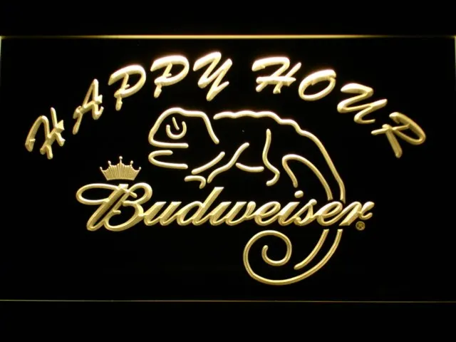 619 Budweiser ящерица бар счастливые часы светодиодный неоновый знак с переключателем