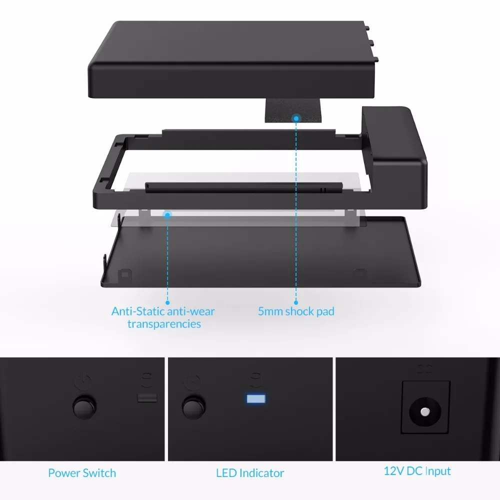 Корпус жесткого диска ORICO 3588C3 2 5/3 5 дюйма с USB3.1 12 В адаптер питания кабелем Type-C-USB-A |