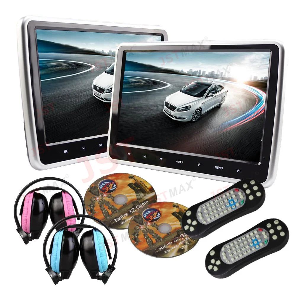 2*10.1 сенсорная кнопка &quotподголовник автомобиля dvd плеер HD Экран 1024*600 HDMI игры DVD USB