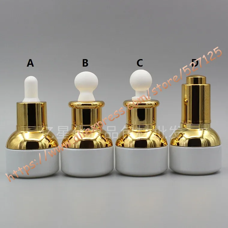 20ml Pearl White Glass Essential Oil Bottle With Shiny Gold Dropper Lid/Press Cover Cosmetic Container | Красота и здоровье