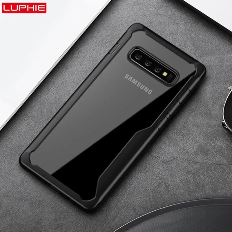 LUPHIE Shockproof Armor Case For Samsung Galaxy S10 Plus S10e Transparent Cases Cover Silicone Coque |