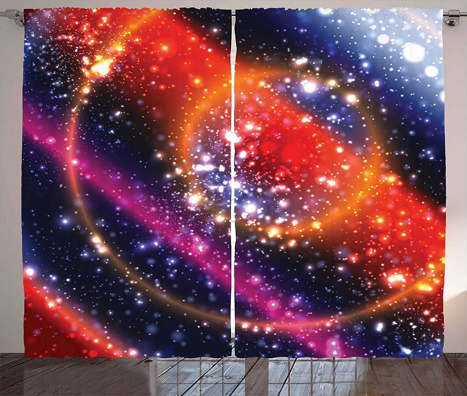 Космические шторы Apocalyptic Cosmos дизайн круговой полосатый яркая галактика Мистик
