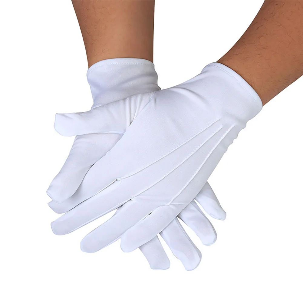 

Men Women Etiquette Reception Honor Guard Hands Protector Parade White Gloves Formal Magician Full Finger Catering Drivers