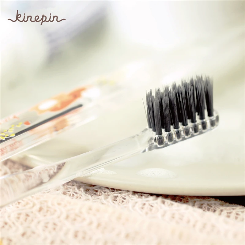 1PC Newest Binchotan Travel Toothbrush Creative Health Portable Cartoon printing Handle Soft Brush Hair Tooth with Holder | Красота и