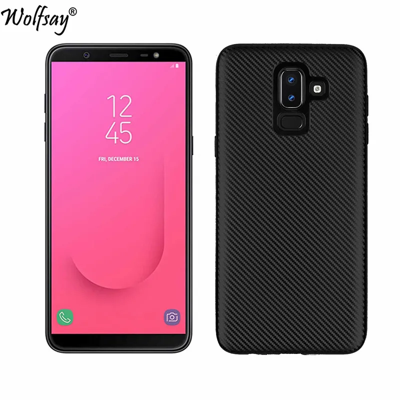 Для чехол для телефона samsung Galaxy J8 2018 углеродного волокна Мягкий из ТПУ с узором J810