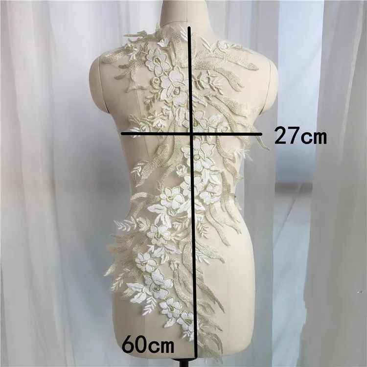 Large Gold Thread Embroidered Lace Flower Applique Patch Wedding Accessories Handmade DIY Sew on 1PC | Дом и сад