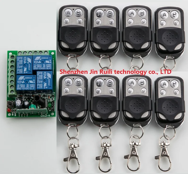

DC12V 4CH RF Wireless Remote Control System teleswitch 8 * transmitter and 1* receiver universal gate remote control JRL12V-4CH