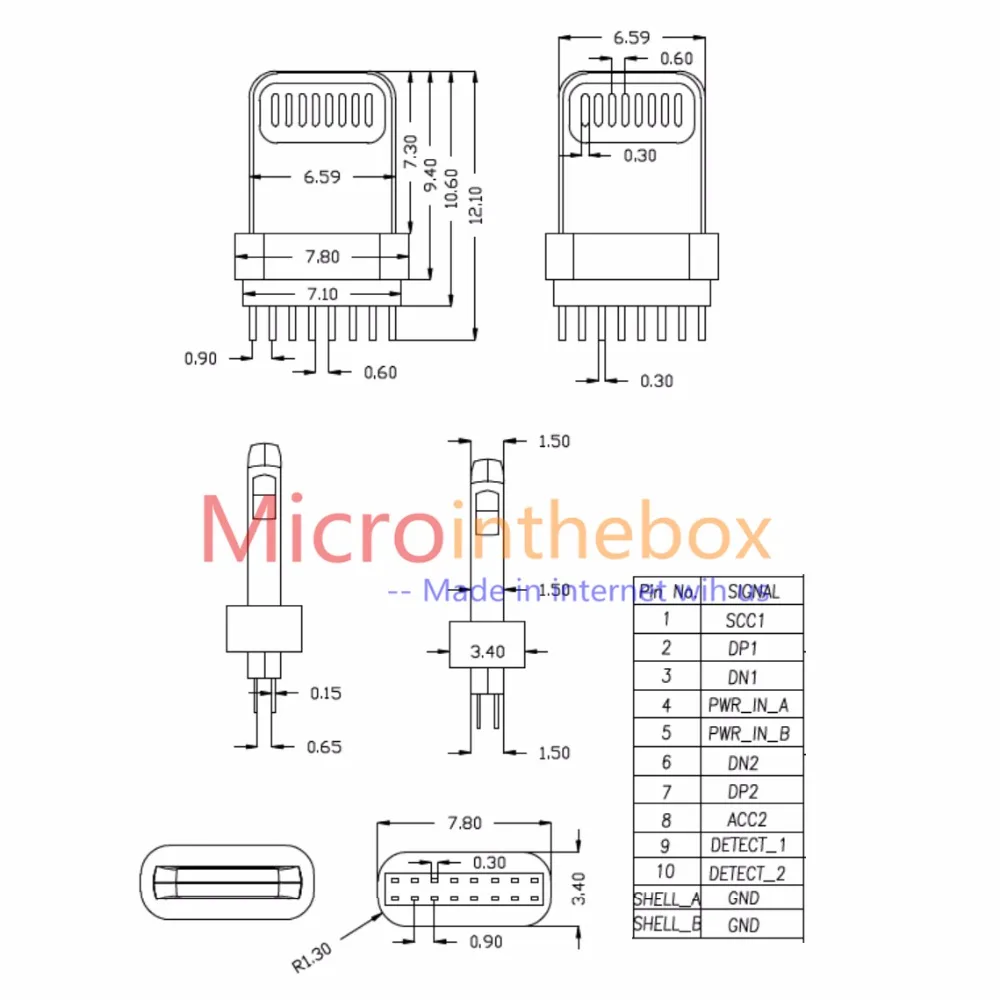 100 шт./лот коннектор usb для iphone 2x8 контактов тип DIP 7 5*1 6 мм коннекторы