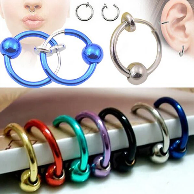 Фото 2 шт. кольцо для носа Ушная клипса|ear clip on|body jewelrycolorful fake nose ring |