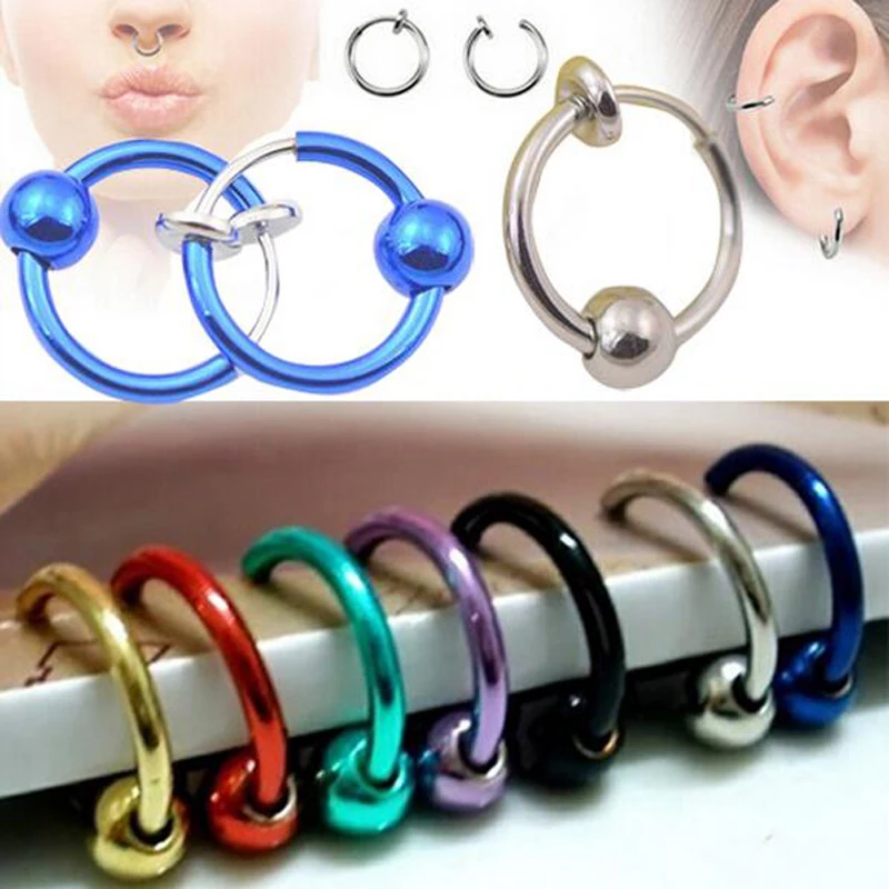 2 шт. кольцо для носа Ушная клипса|ear clip on|body jewelrycolorful fake nose ring |